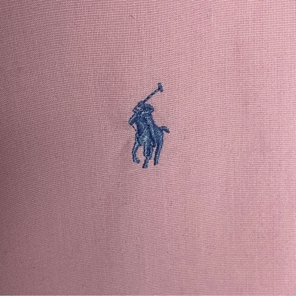 Polo Ralph Lauren Pink Light Blue Pony 16.5 32/33 Button Up Cotton Classic Fit - Picture 2 of 6